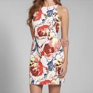 Abercrombie & Fitch AF Red Pink Floral Mini Dress Small Wedding Party